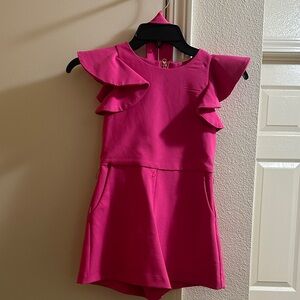 Gianni Bini Fuchsia Ruffled Romper